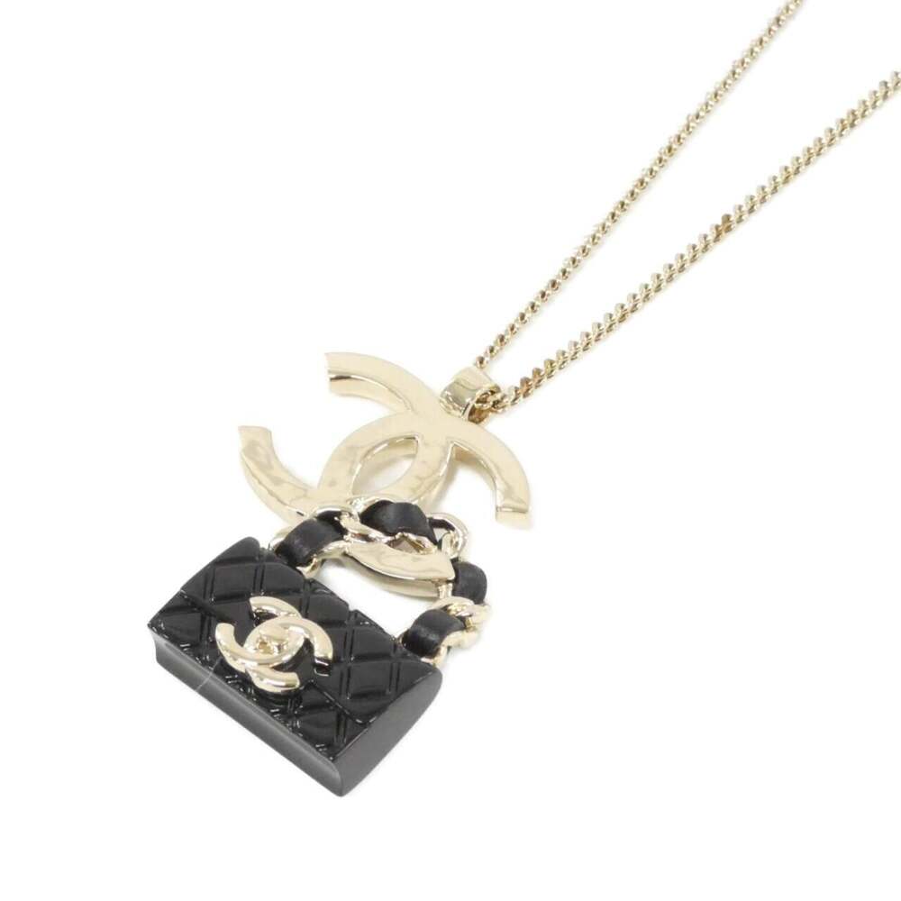 Chanel Pendant Necklace Black Leather #319479C18B